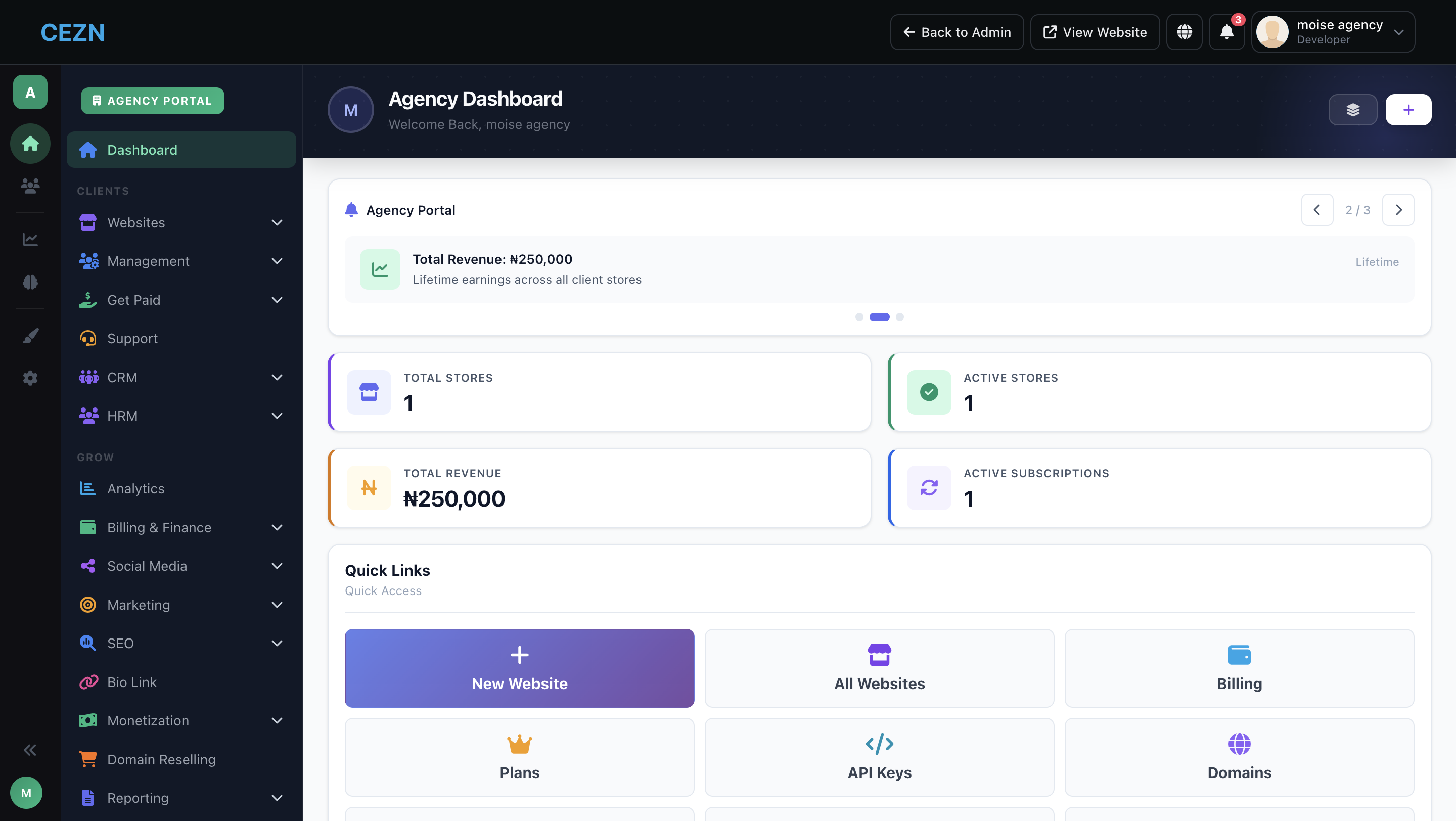 CEZN Agency Dashboard