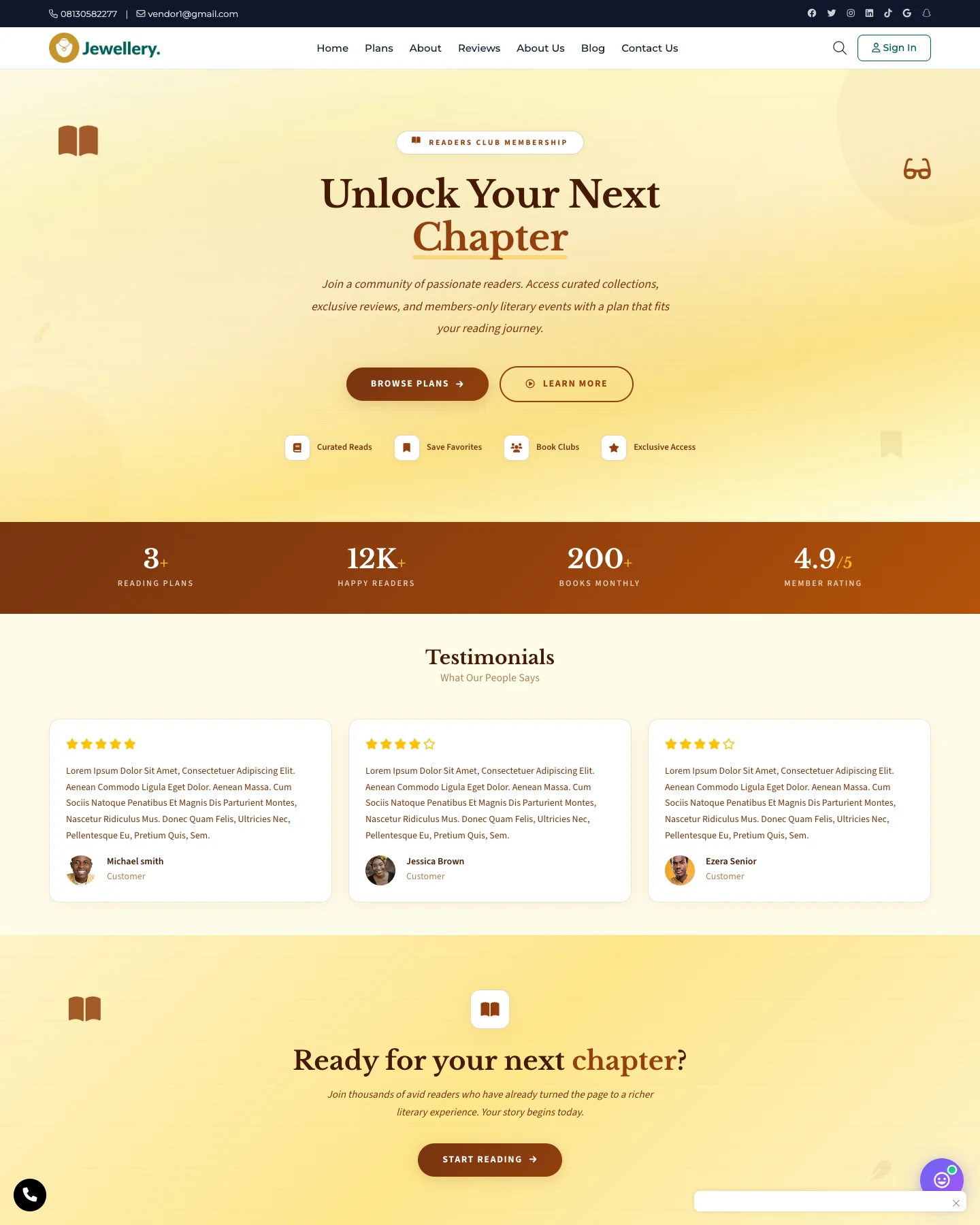 The Readers Club - Membership & Subscriptions Template