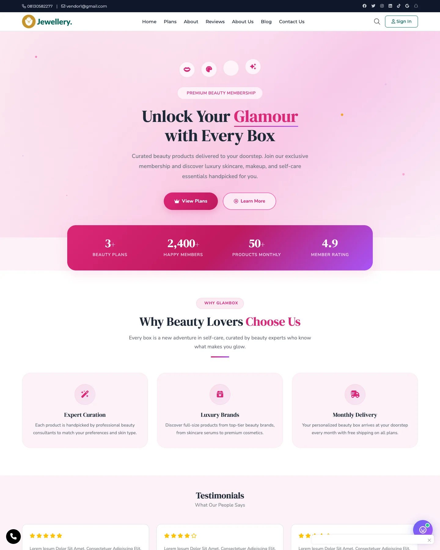 GlamBox Beauty - Membership & Subscriptions Template